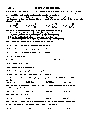 Đề thi thử THPT Quốc gia môn Vật lý - Đề số 1 - Năm học 2016-2017